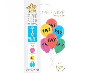 6 Pack Yay Mix Latex Balloon - 30cm - The Base Warehouse