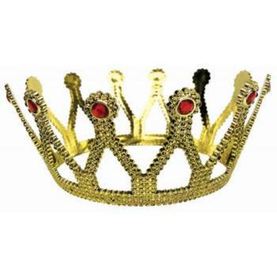 Adult Gold Royal King Crown with Red Jewel - The Base Warehouse