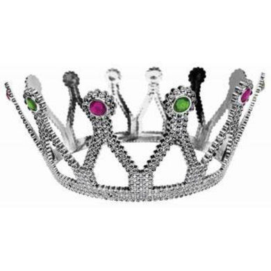 Adult Silver Royal King Crown with Red/Green Jewel - The Base Warehouse