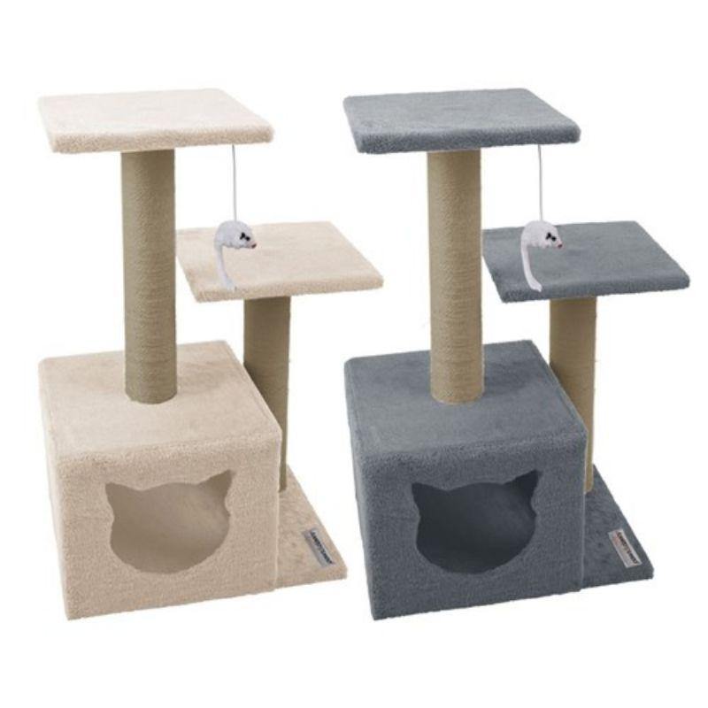 Catsby Double Platform Hideaway Tower - 38cm x 28cm x 63cm - The Base Warehouse