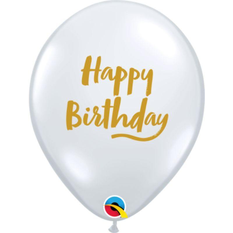 Diamond Clear Birthday Brush Script Latex Balloon - 28cm - The Base Warehouse