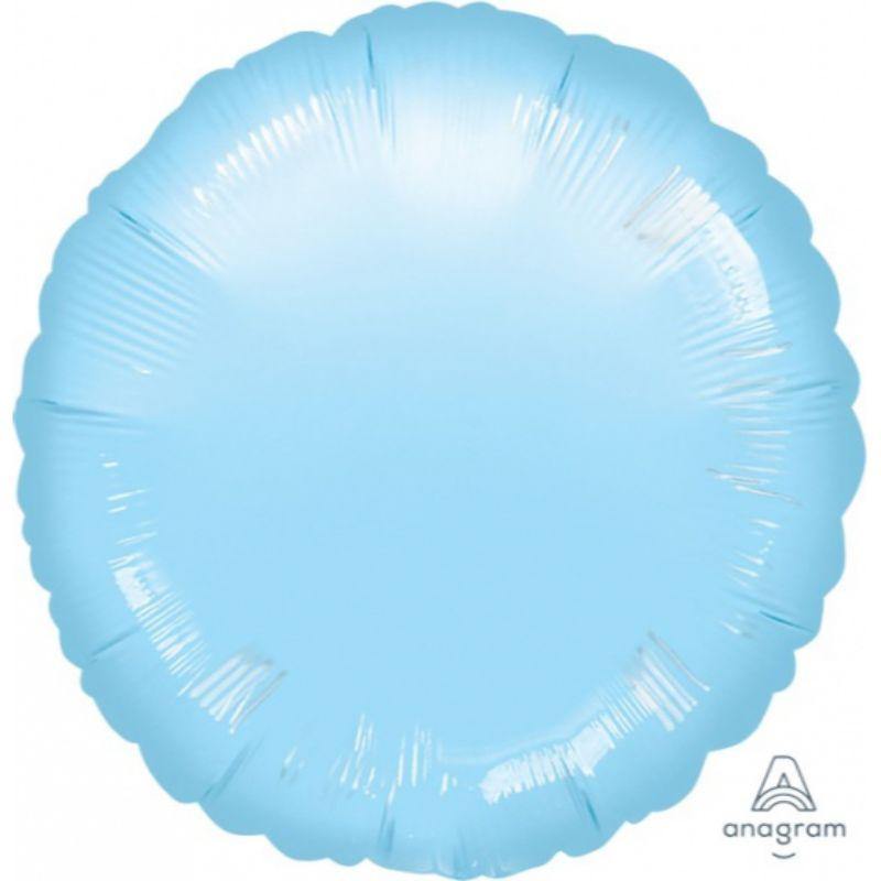 Metallic Pearl Pastel Blue Circle Foil Balloon - 45cm - The Base Warehouse
