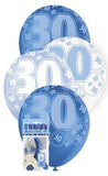 Load image into Gallery viewer, 6 Pack 30th Glitz Blue Latex Balloons - 30cm - The Base Warehouse