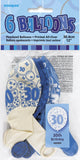 Load image into Gallery viewer, 6 Pack 30th Glitz Blue Latex Balloons - 30cm - The Base Warehouse