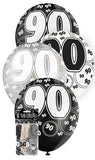 Load image into Gallery viewer, 6 Pack 90th Glitz Black Latex Balloons - 30cm - The Base Warehouse