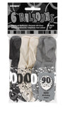 Load image into Gallery viewer, 6 Pack 90th Glitz Black Latex Balloons - 30cm - The Base Warehouse