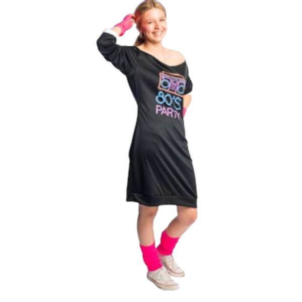 80's Dress & Gloves Costume - XL