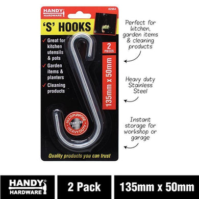 2 Pack S Hooks - 13.5cm x 5cm - The Base Warehouse