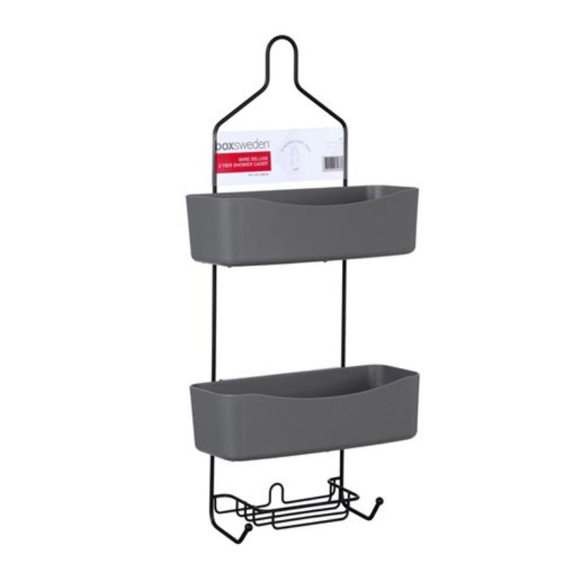 Deluxe 2 Tier Wire Shower Caddy with Plastic Holders - 60cm