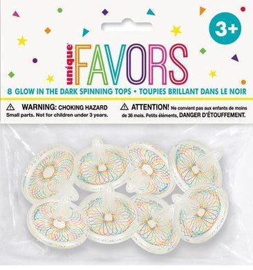 8 Pack Glow in the Dark Spin Tops - The Base Warehouse