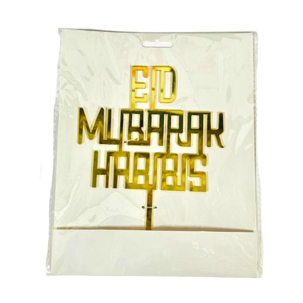 EID Mubarak Habibis Acrylic Gold Cake Topper