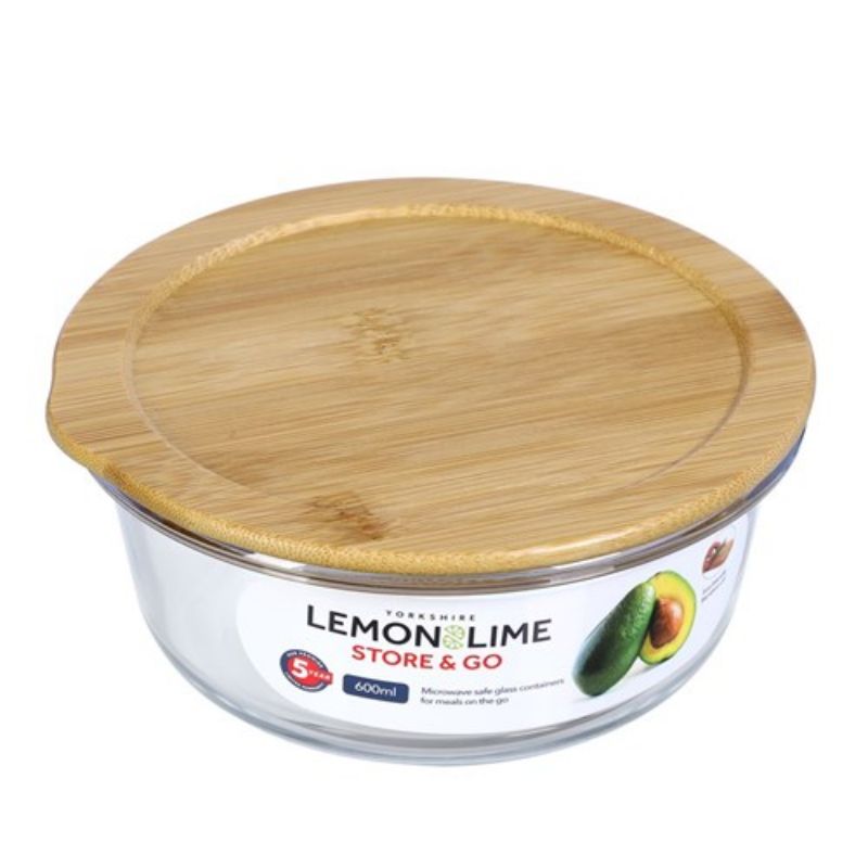 Yorkshire Round Glass Container with Bamboo Lid - 600ml