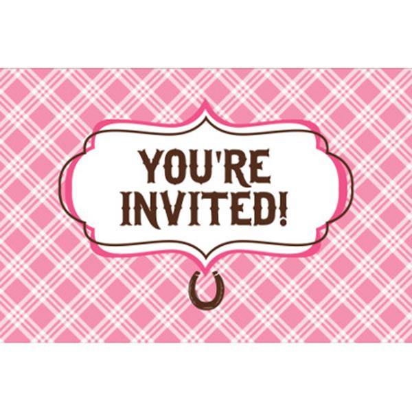 8 Pack Pink Birthday Party Invitations - The Base Warehouse