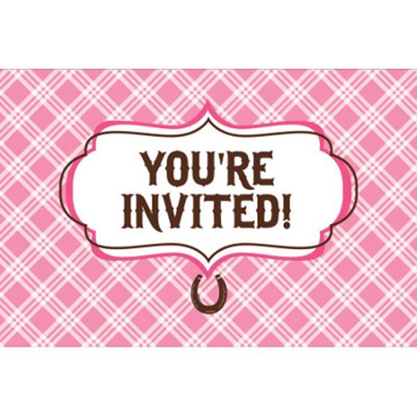 8 Pack Pink Birthday Party Invitations - The Base Warehouse