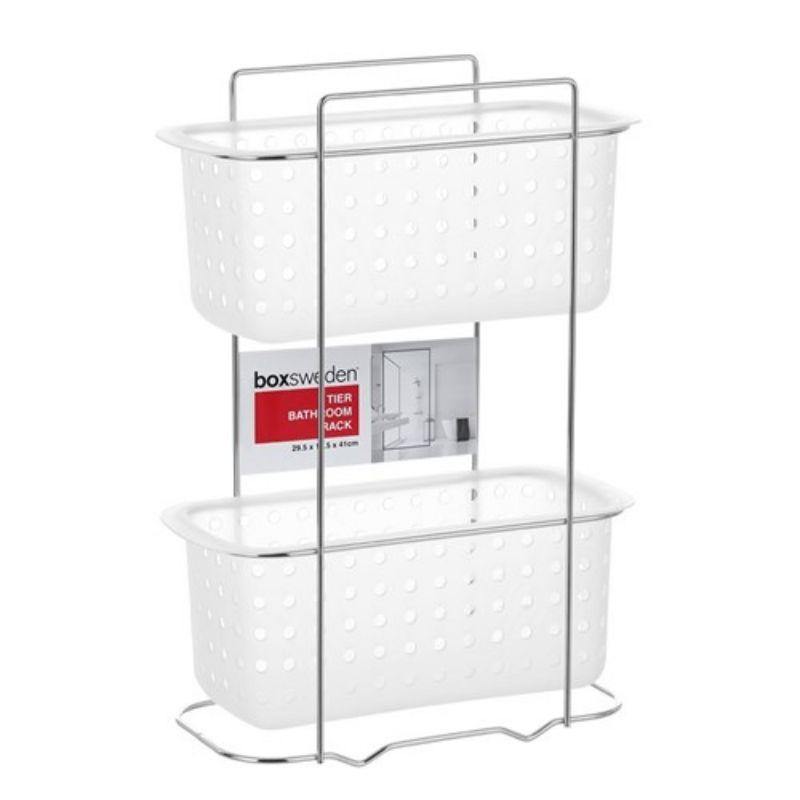 2 Tier Frosted Bathroom Rack - 29.5cm x 14.5cm x 41cm