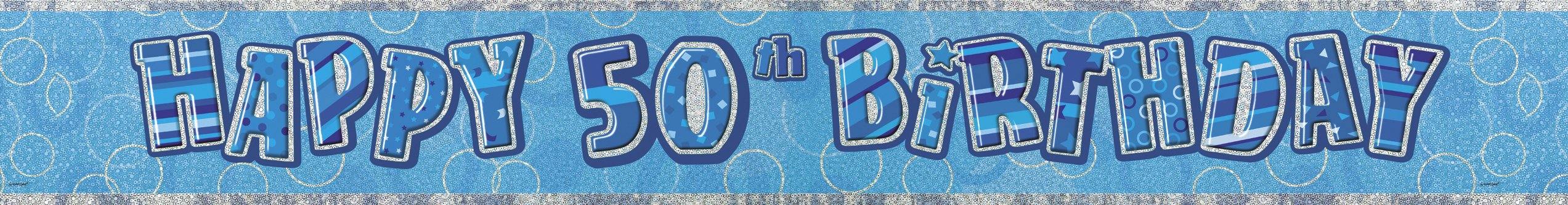 Glitz Blue Happy 50th Birthday Foil Banner - 3.6m