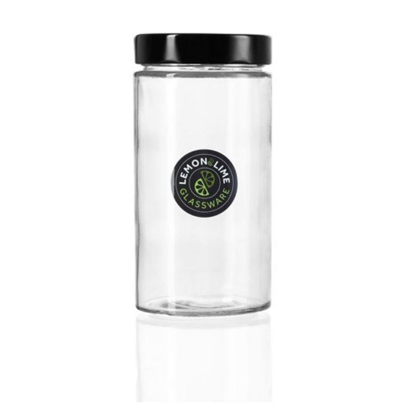 Soho Glass Preserve Jar with Black Lid - 820ml