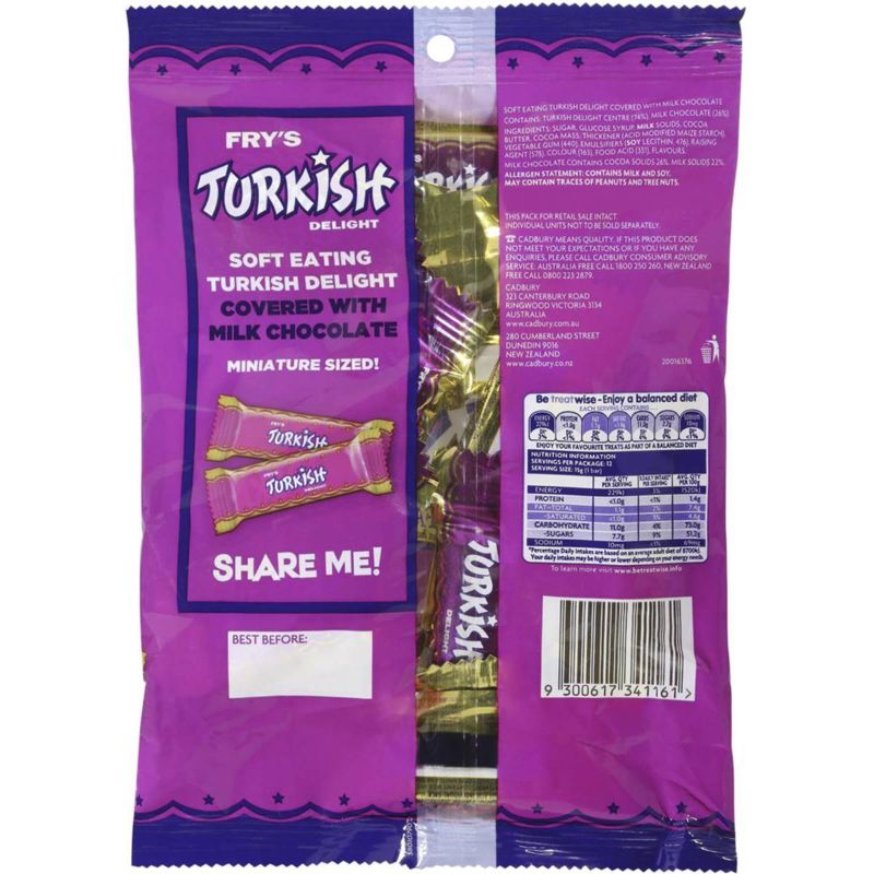 12 Pack Cadbury Fry's Turkish Delight Share Pack - 180g