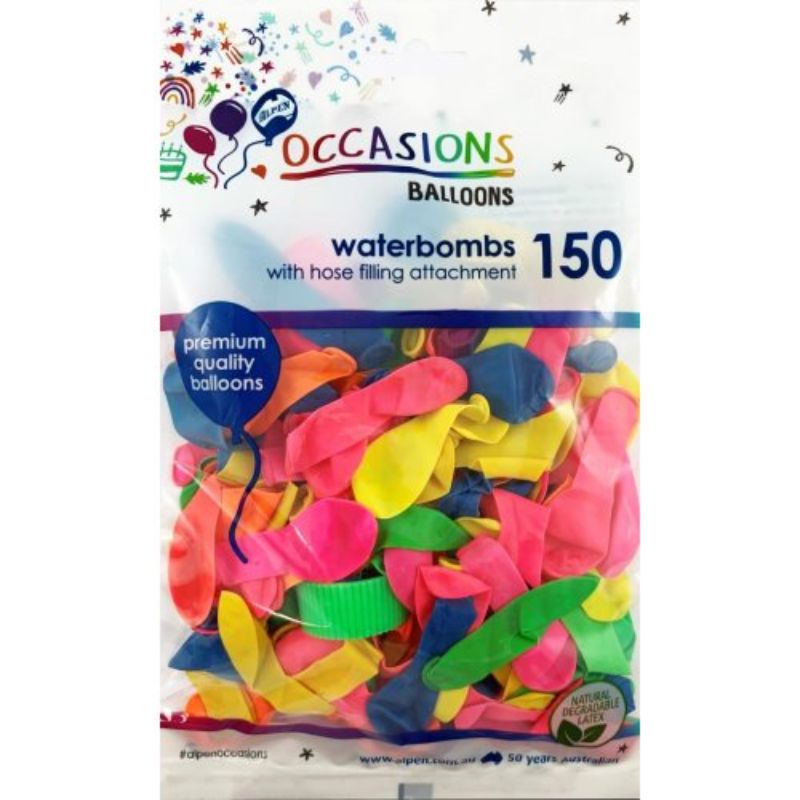 150 Pack Waterbomb Latex Balloons with Hose Filling Attachment