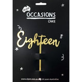Load image into Gallery viewer, Gold Acrylic Eighteen Cake Topper - 2mm