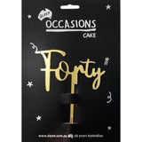 Load image into Gallery viewer, Gold Acrylic Forty Cake Topper - 2mm