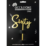 Load image into Gallery viewer, Gold Acrylic Sixty Cake Topper - 2mm