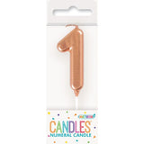 Load image into Gallery viewer, Mini Rose Gold Numeral Pick 1 Birthday Candle - 8cm
