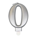 Load image into Gallery viewer, Metallic Silver Numerical Birthday Candle 0 - 8cm