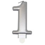 Load image into Gallery viewer, Metallic Silver Numerical Birthday Candle 1 - 8cm
