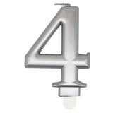 Load image into Gallery viewer, Metallic Silver Numerical Birthday Candle 4 - 8cm