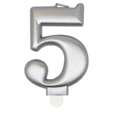 Load image into Gallery viewer, Metallic Silver Numerical Birthday Candle 5 - 8cm