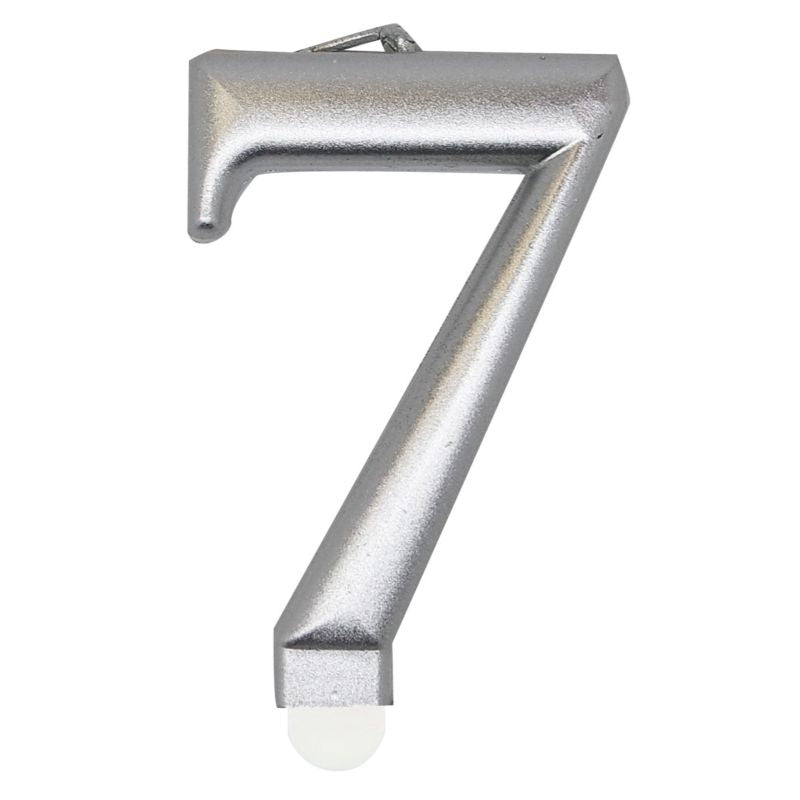Metallic Silver Numerical Birthday Candle 7 - 8cm
