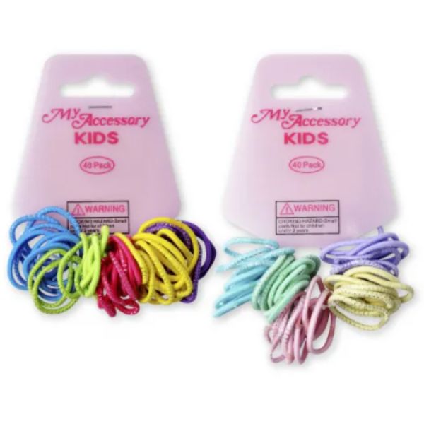 40 Pack Mixed Colours Bright & Pastel Hair Rings
