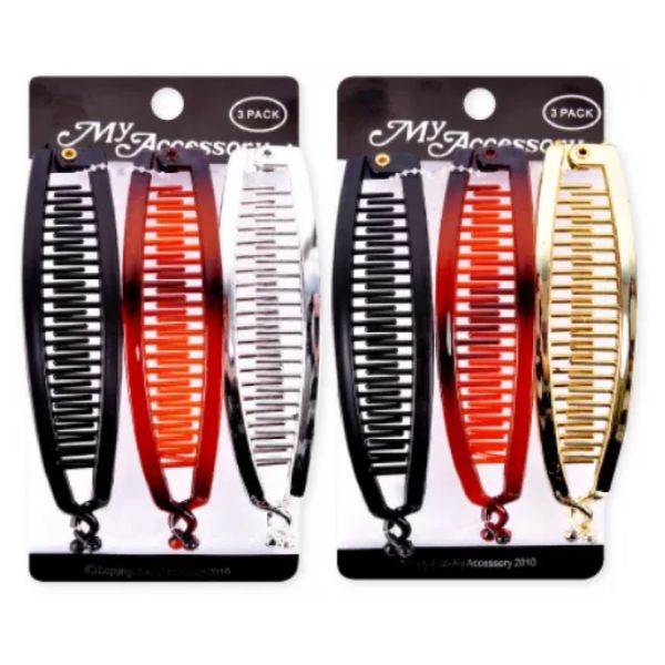 3 Pack Flat Slim Banana Clip