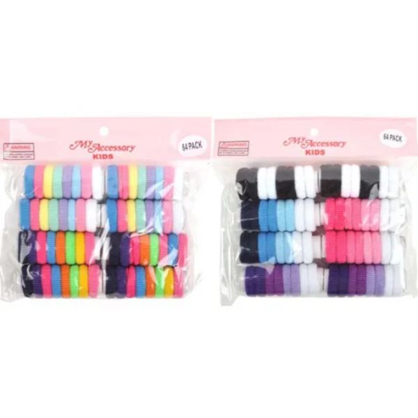 64 Pack Soft Mini Zone Hair Rings