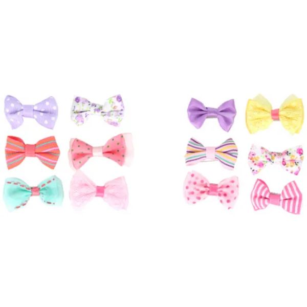 6 Pack Assorted Bows & Colours Duck Hair Clip