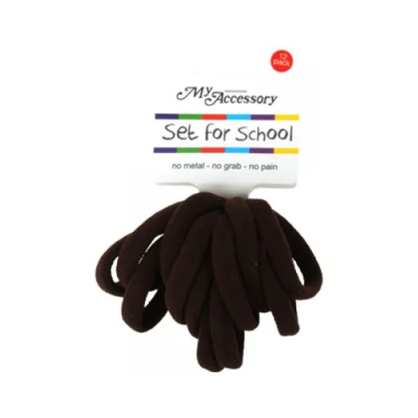 12 Pack School Brown Thick Hair Rings