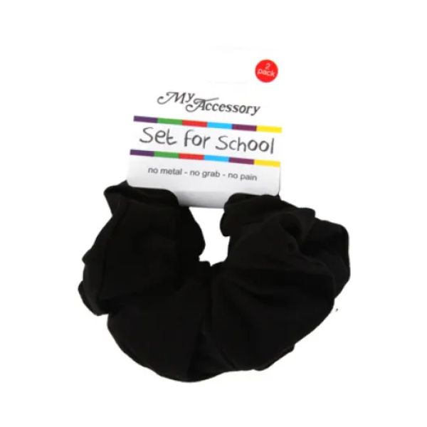 2 Pack School Black Cotton Scrunchie
