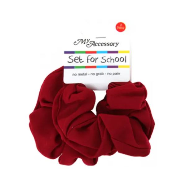 2 Pack School Burgundy Cotton Scrunchie