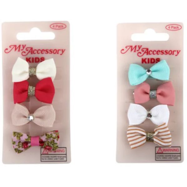 4 Pack Bows With Glitter Duck Clips