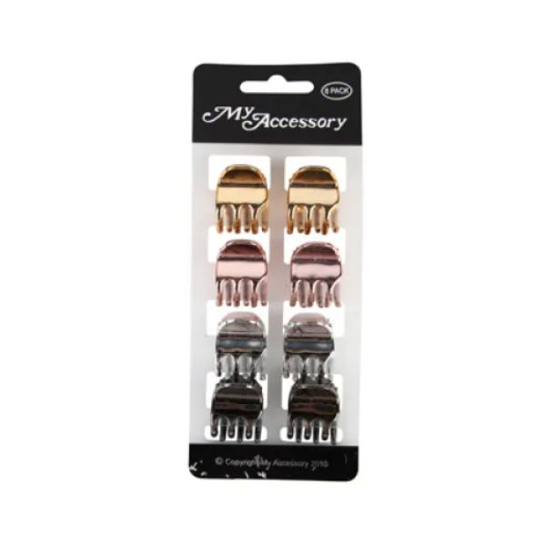 8 Pack Metallic Assorted Colours Claw Clips