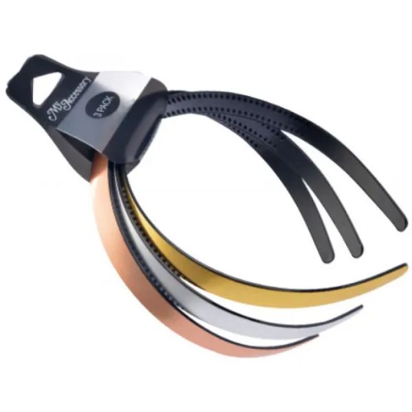 3 Pack Metallics Gold Silver Rose Gold Alice Headbands