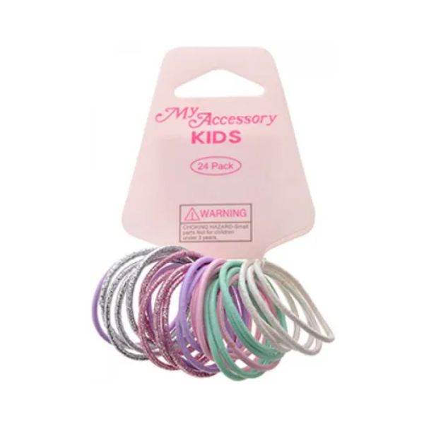 24 Pack Plain & Lurex Mixed Hair Rings