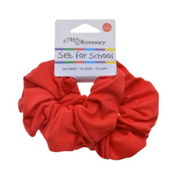 2 Pack School Red Large Scrunchie