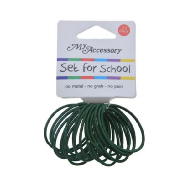 20 Pack School Green Super thin Hair Rings