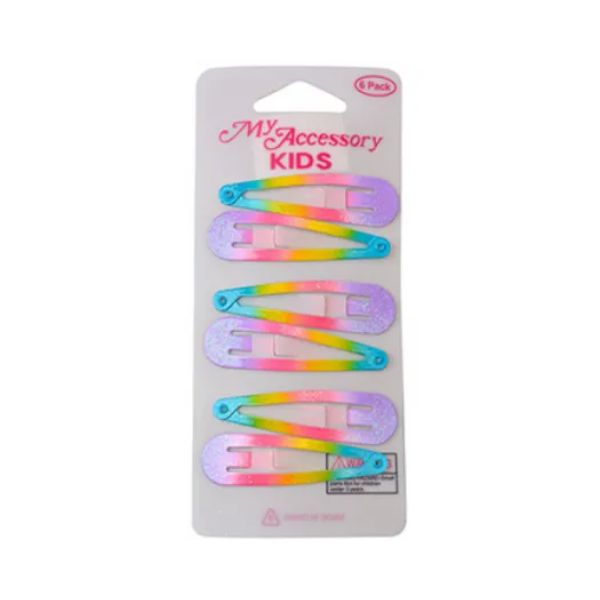 6 Pack Kids Bright Ombre Sleepie Clip - 6cm