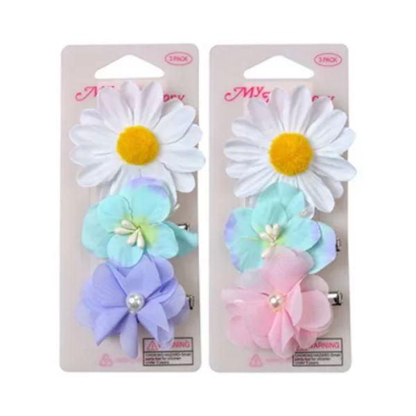 3 Pack Kids Flowers Daisy Mix Duck Clip