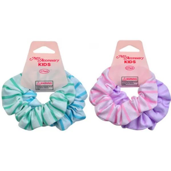 2 Pack Kids Pastel Stripe Scrunchie