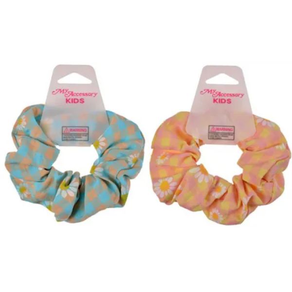 Kids Gingham Or Daisy Print Scrunchie