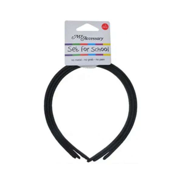 3 Pack School Black Woven Alice Headbands